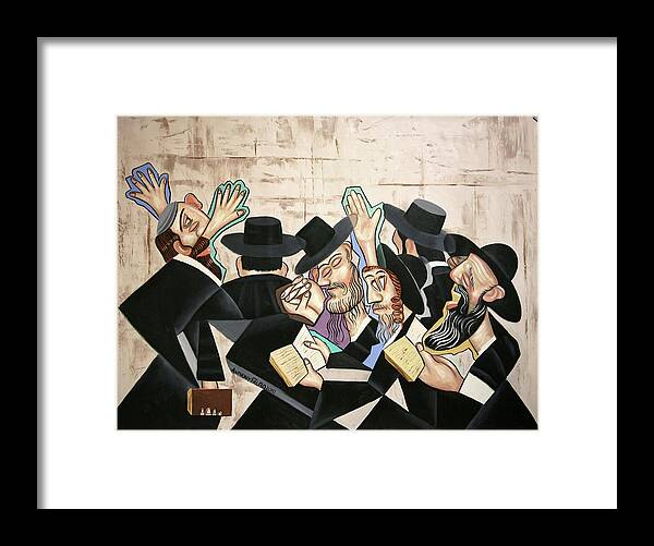 Praying Rabbis Framed Prints Framed Print featuring the painting Praying Rabbis by Anthony Falbo
