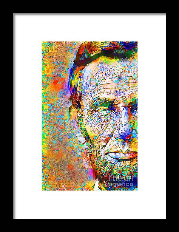 Wingsdomain Framed Print featuring the photograph President Abraham Lincoln in Contemporary Vibrant Colors 20200710v2 by Wingsdomain Art and Photography