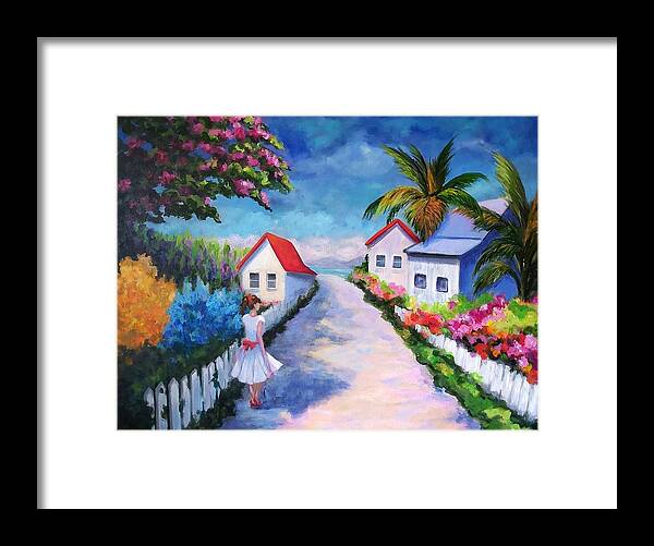 Landscape Framed Print featuring the painting Pretty in Paradise by Rosie Sherman