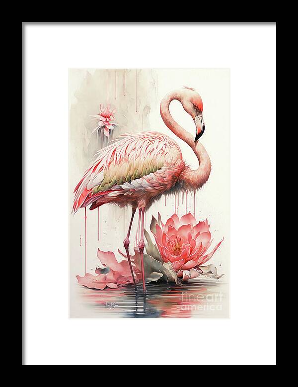 Pink Flamingo Framed Print featuring the painting Pretty Pink Flamingo by Tina LeCour