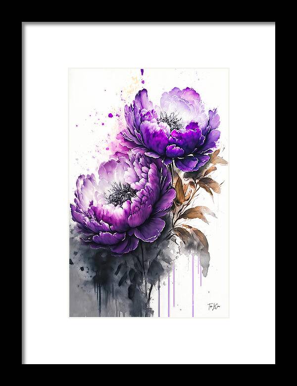 Massachusetts Framed Print featuring the painting Pretty Purple Peonies by Tina LeCour