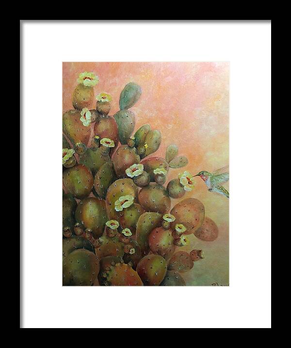 Cactus Framed Print featuring the painting Prickly Pear Cactus by Barbara Landry