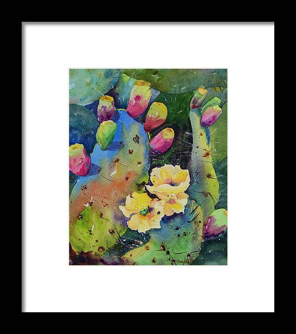 Cactus Framed Print featuring the painting Prickly Pear by Cheryl Prather