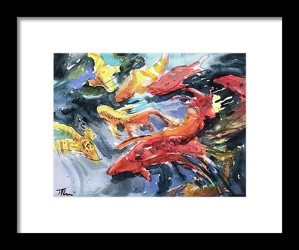 Koi Framed Print featuring the painting Primary School by Judith Levins