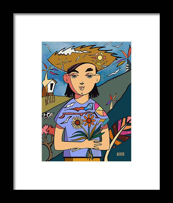Princess Framed Print featuring the painting Princesita del Campo by Oscar Ortiz