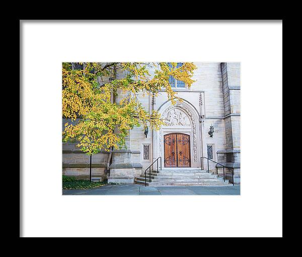 Architecture Framed Print featuring the photograph Princeton University Chapel Side Entrance by Kristia Adams