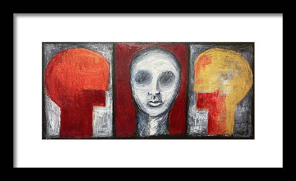 Head Framed Print featuring the painting Progression 2 by David Euler