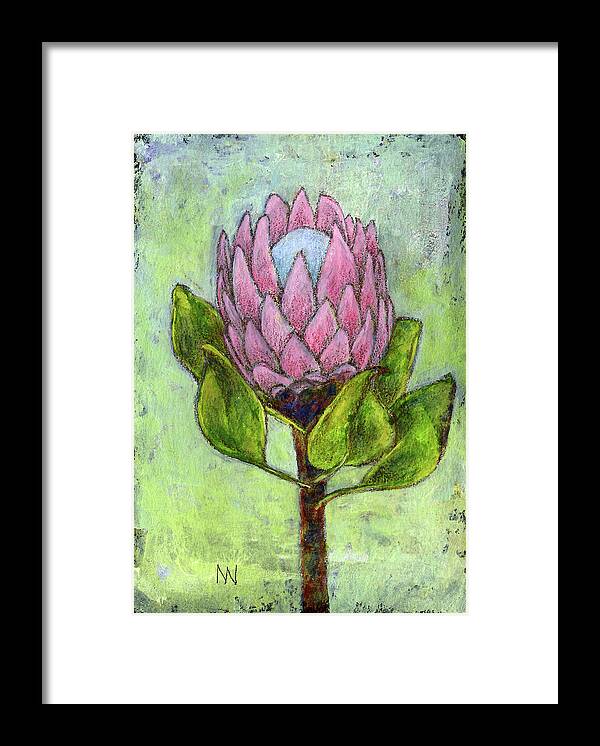 Protea Framed Print featuring the mixed media Protea Flower by AnneMarie Welsh