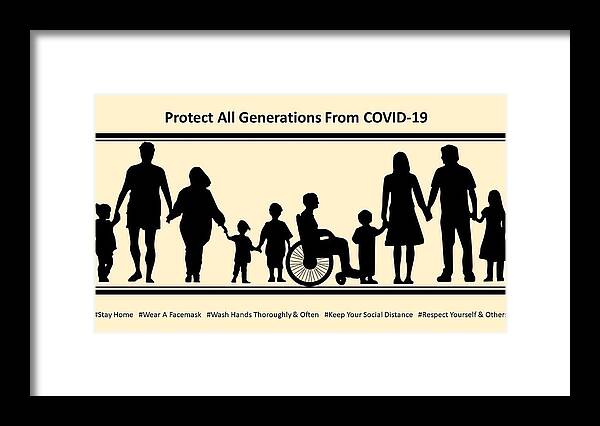 Family Framed Print featuring the mixed media Protect All Generations From COVID-19 by Nancy Ayanna Wyatt