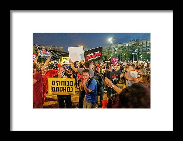 Tel Aviv Framed Print featuring the photograph Protest against the Government 3 by Dubi Roman
