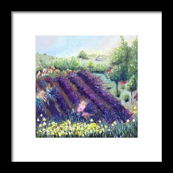 Provence Framed Print featuring the painting Provence Lavender Farm by Roxy Rich