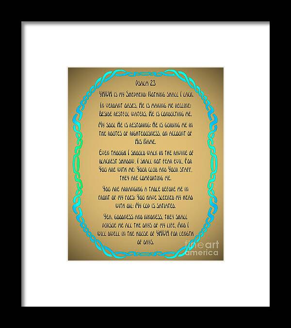 Celticknots Framed Print featuring the painting Psalm 23 by Hidden Mountain