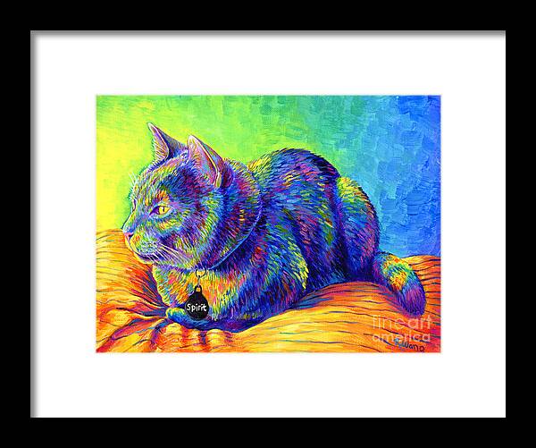 Cat Framed Print featuring the painting Psychedelic Spirit by Rebecca Wang