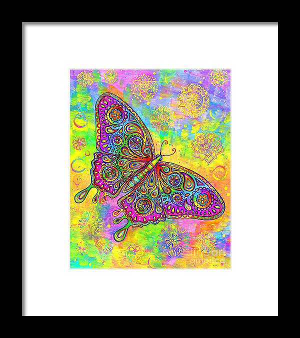 Butterfly Framed Print featuring the painting Psychedelic Paisley Butterfly by Rebecca Wang