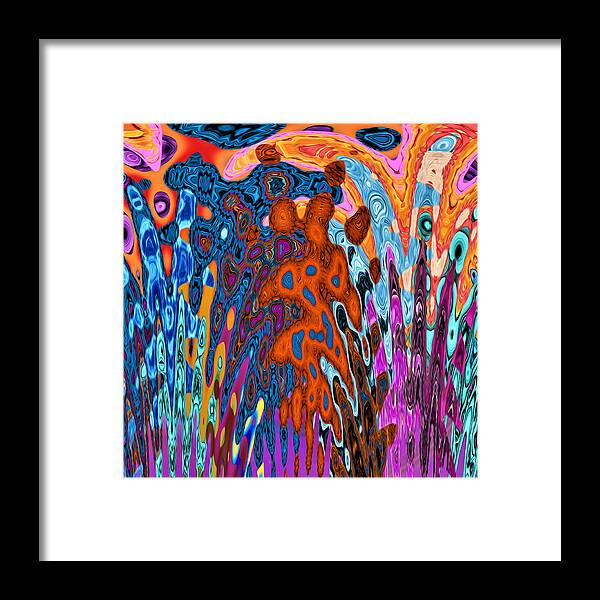 Abstract Framed Print featuring the digital art Psychedelic - Volcano Eruption by Ronald Mills