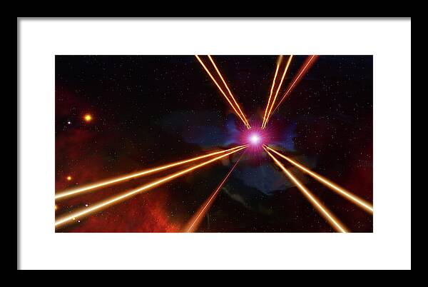 Space Framed Print featuring the digital art Pulsar Flare by Don White Artdreamer