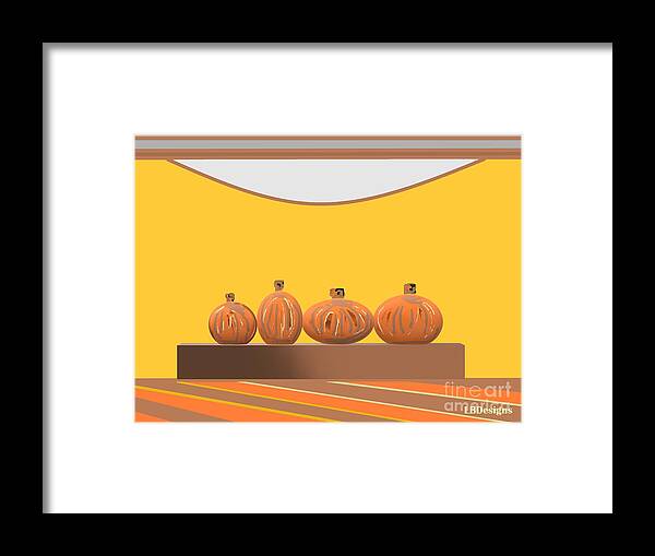“arts And Design”; Gallery; Images; Ancient; Celebrate; Leaves; “pumpkins And Pottery”; “modern Minimalism”; “abstract And Still Life”; Autumn Framed Print featuring the digital art Pumpkin Pottery by LBDesigns