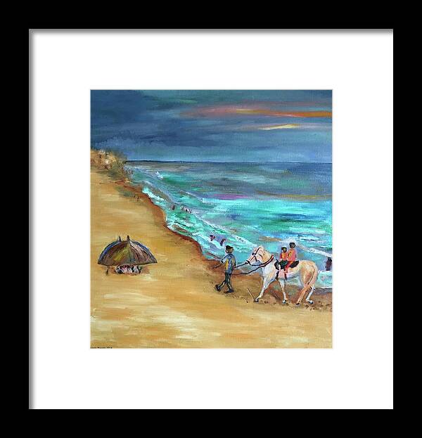 Puri Framed Print featuring the painting Puri beach 1, India by Geeta Yerra