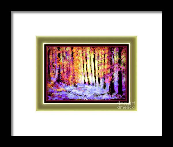  Framed Print featuring the pastel Purple and Pine by Shirley Moravec