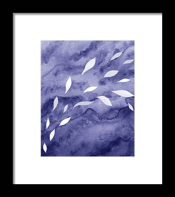 Purple Abstract Framed Print featuring the painting Purple Blue Abstract Very Peri Floral Pattern Decor Design XXI by Irina Sztukowski