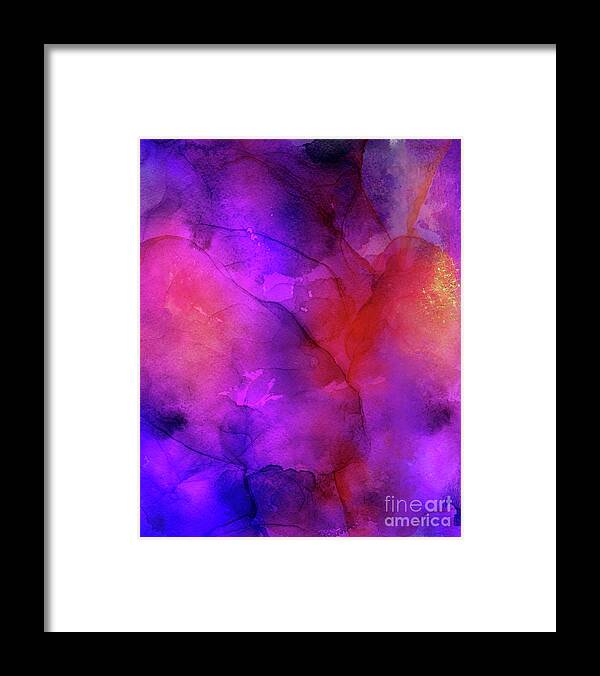 Purple Ink Painting Framed Print featuring the painting Purple, Blue, Red And Pink Fluid Ink Abstract Art Painting by Modern Art