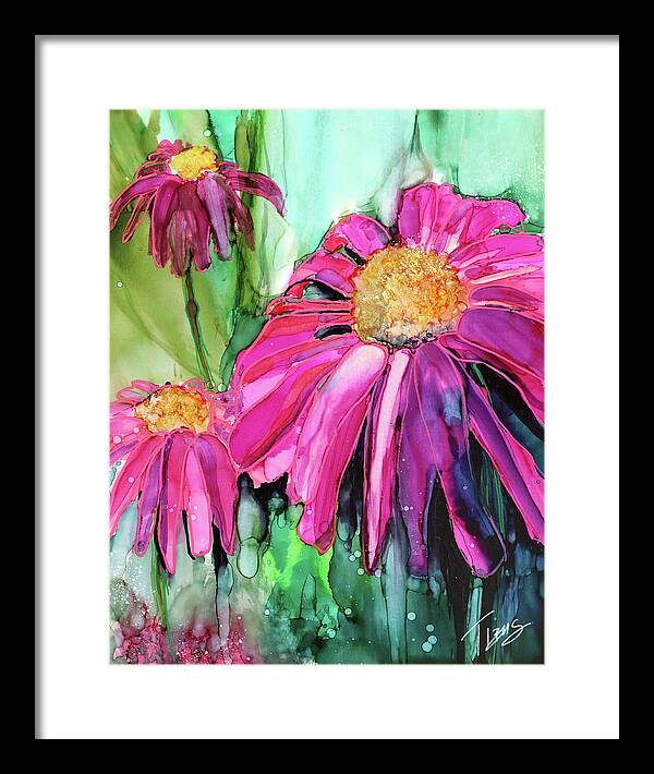  Framed Print featuring the painting Purple Coneflower by Julie Tibus