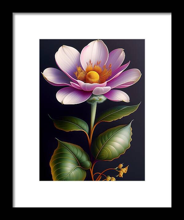 Illustration Framed Print featuring the digital art Purple Flower Bloom by Lori Hutchison