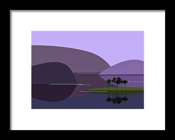 Purple Framed Print featuring the digital art Purple Hills by Fatline Graphic Art