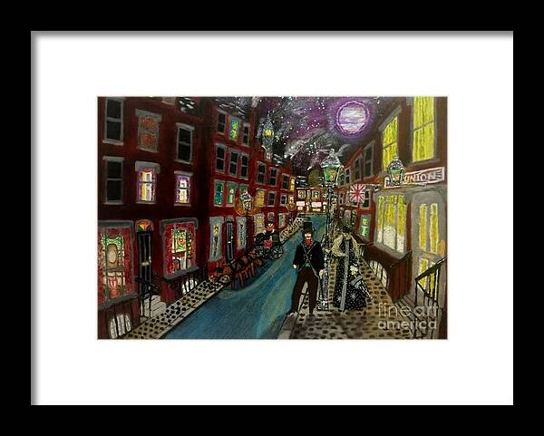 London Framed Print featuring the mixed media Purple Moon Victoriana by David Westwood