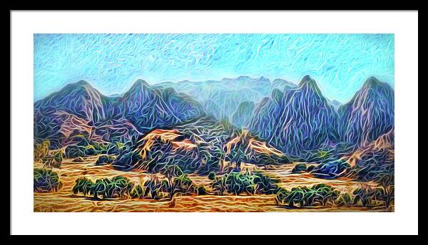 Joelbrucewallach Framed Print featuring the digital art Purple Mountain Morning by Joel Bruce Wallach