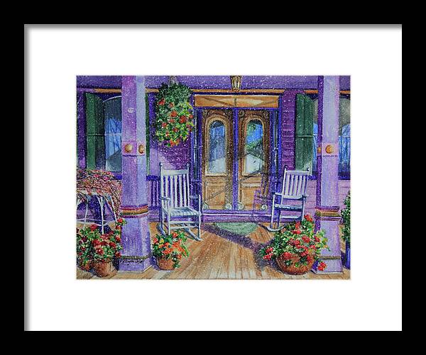 Porch Framed Print featuring the painting Purple Porch by Patricia Allingham Carlson