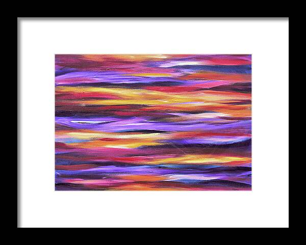 Abstract Waves Framed Print featuring the painting Purple Waves by Maria Meester