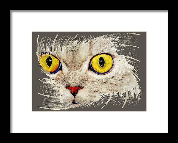 Cat Framed Print featuring the digital art Purrrfect Cat by Michelle Liebenberg
