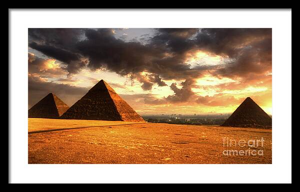 Giza Framed Print featuring the photograph Pyramids of Giza by Kype Hills