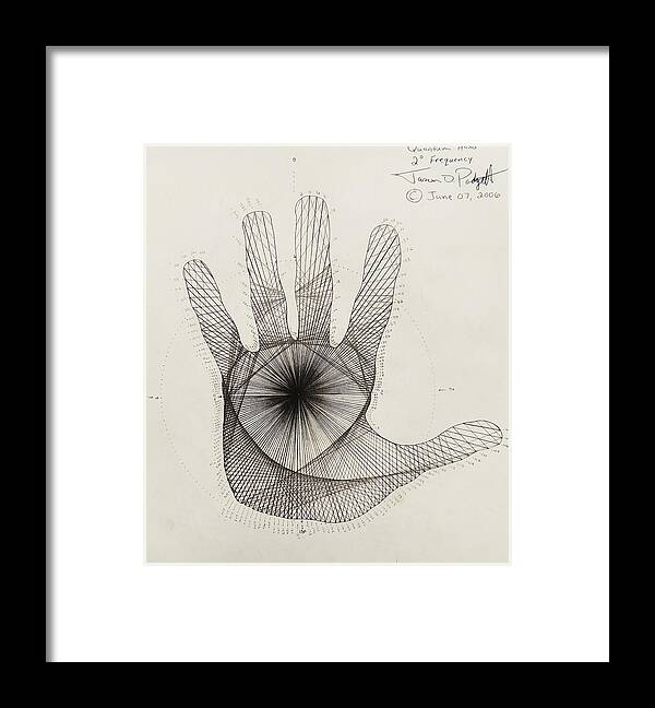 Quantum Framed Print featuring the drawing Quantum Hand by Jason Padgett