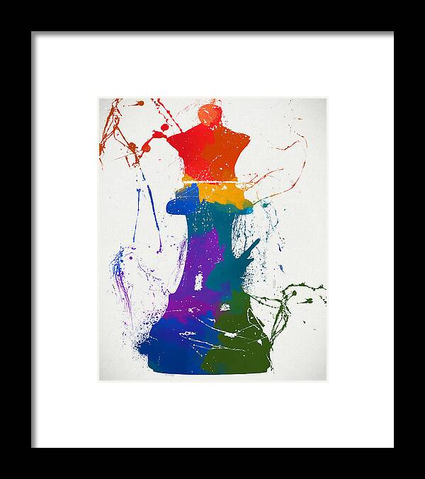 Queen Colorful Chess Piece Painting Framed Print featuring the painting Queen Color Splash Chess Painting by Dan Sproul