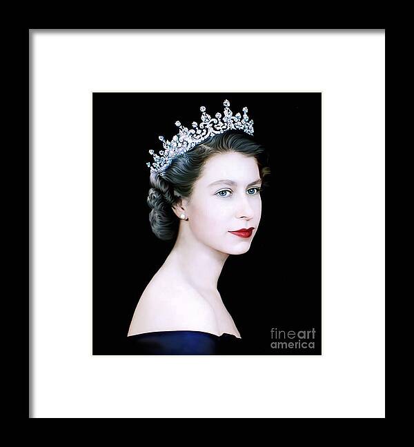 Queen Elizabeth Framed Print featuring the digital art Queen Elizabeth II - The Young Queen by Artworkzee Designs