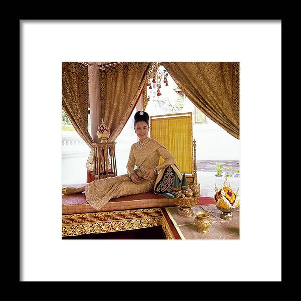 Fashion Framed Print featuring the photograph Queen Sikrit of Thailand in the Coronation Pavilion by Henry Clarke