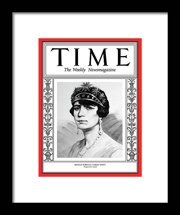 Time Framed Print featuring the photograph Queen Soraya Tarzi, 1927 by Illustration by Ivan Loginov for TIME