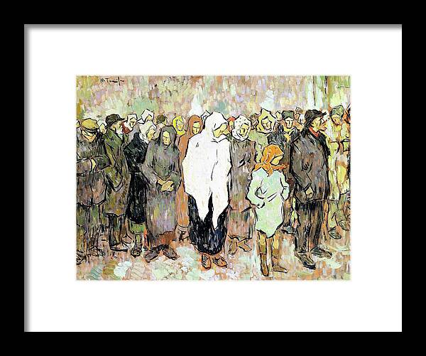 Queuing For Bread Framed Print featuring the painting Queuing for bread - Digital Remastered Edition by Nicolae Tonitza