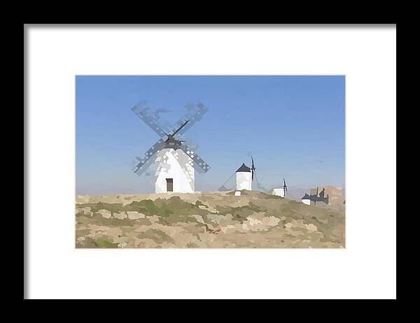 Richard Reeve Framed Print featuring the digital art Quixote Giants by Richard Reeve
