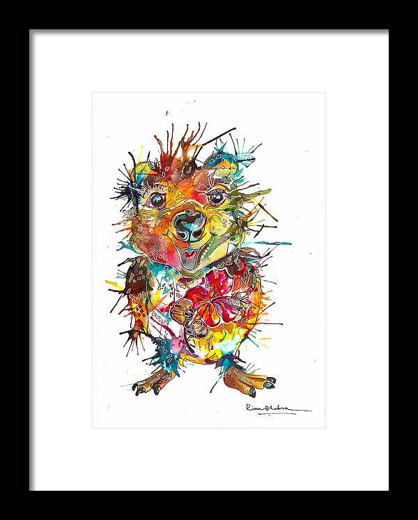 Quokka Framed Print featuring the painting Quokka by Rina Bhabra