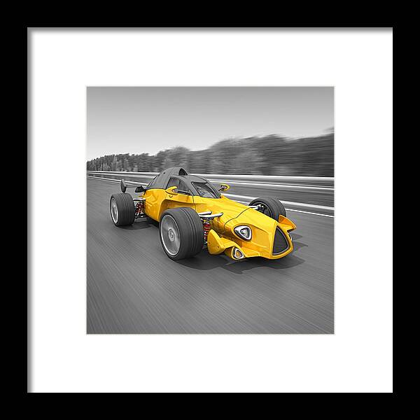 Sports Track Framed Print featuring the photograph Racecar On The Road by Pagadesign