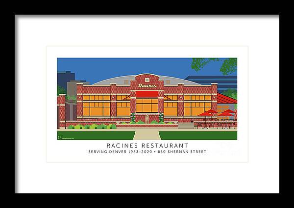 Racines Restaurant Framed Print featuring the digital art Racines Blue for Frame No Mat by Sam Brennan