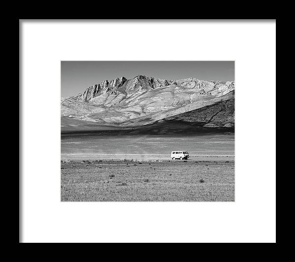 B&w Framed Print featuring the photograph Racing on the Mongolian Steppe by Karen Smale
