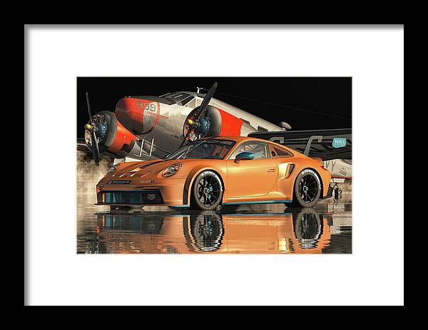 Porsche Framed Print featuring the digital art Racing the 911 GT3 RS by Jan Keteleer