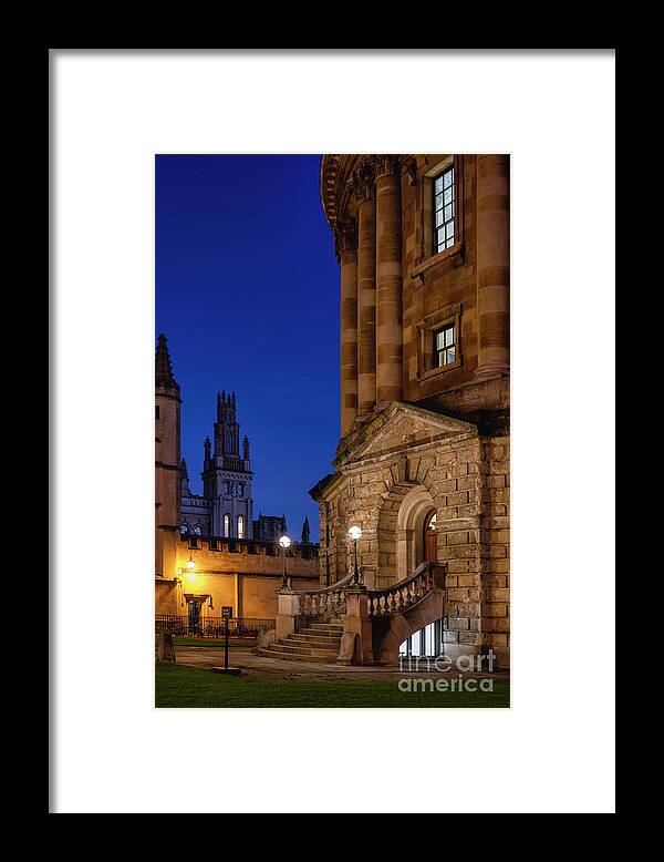 Radcliffe Camera Framed Print featuring the photograph Radcliffe Camera at Night in December by Tim Gainey