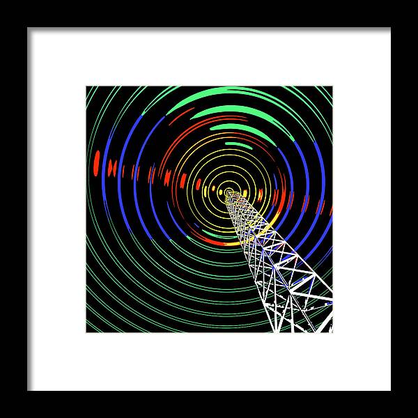 Aerial Framed Print featuring the digital art Radio Waves from Tower 12 var 9 by Russell Kightley