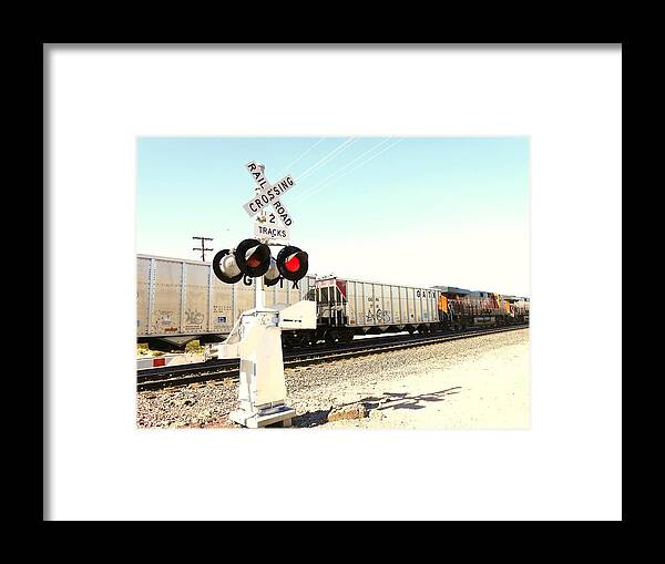 Train Framed Print featuring the photograph Railroad Crossing by Dietmar Scherf