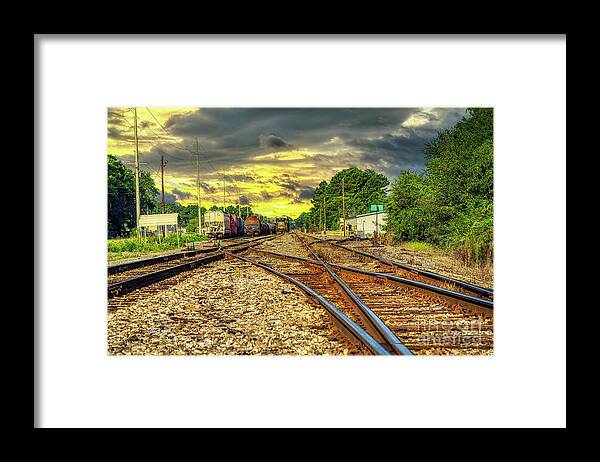 Railroads Framed Print featuring the photograph Railroad Sunset by DB Hayes